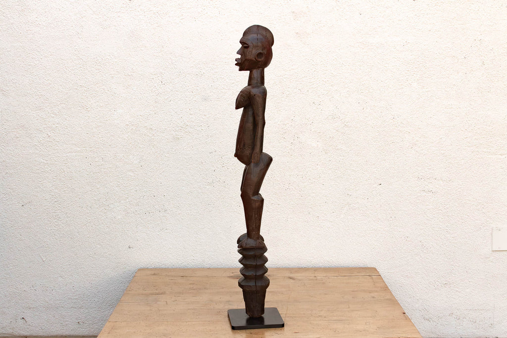 Antique African Carved Wood Mumuye Figure on Stand