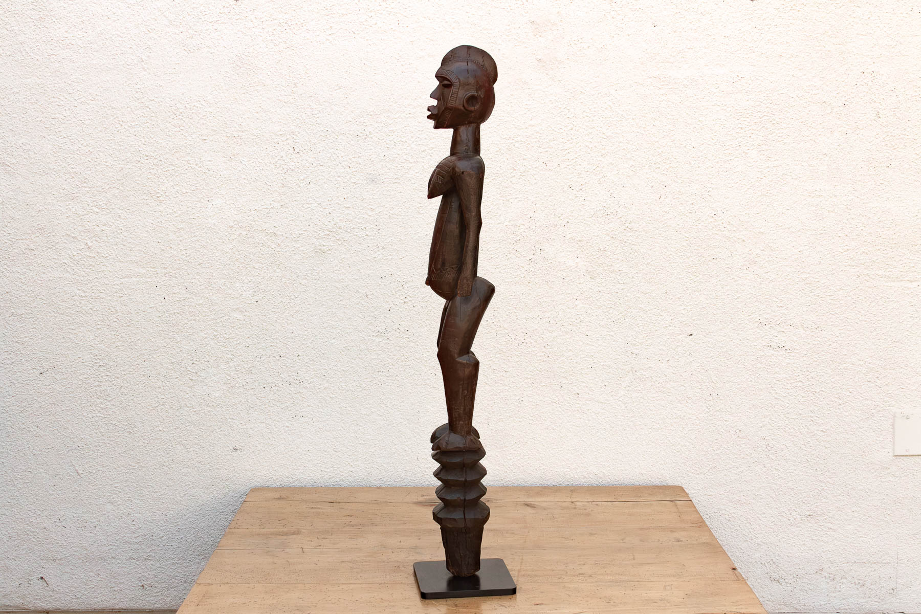Antique African Carved Wood Mumuye Figure on Stand