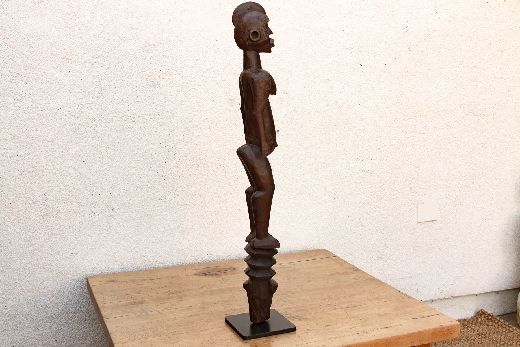Antique African Carved Wood Mumuye Figure on Stand
