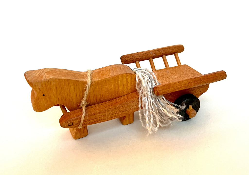 Handcrafted Wooden Horse and Carriage – Unique Toy for Imaginative Play and Collecting