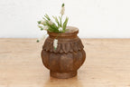 Deep Brown Carved Bulbous Marble Vase