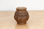 Deep Brown Carved Bulbous Marble Vase