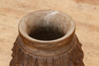 Deep Brown Carved Bulbous Marble Vase
