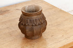Deep Brown Carved Bulbous Marble Vase