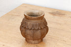 Deep Brown Carved Bulbous Marble Vase