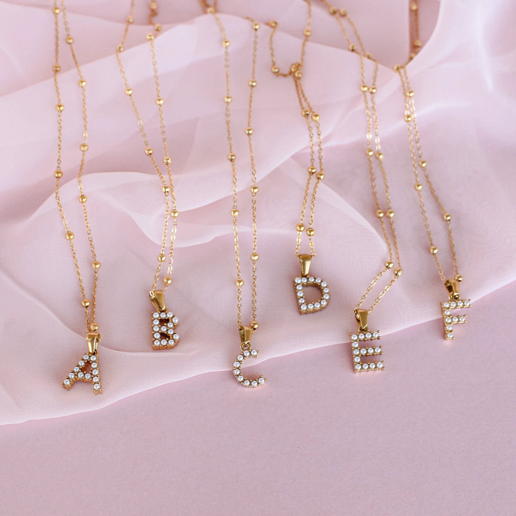 Pearl Initial Necklace by Rose & Clay