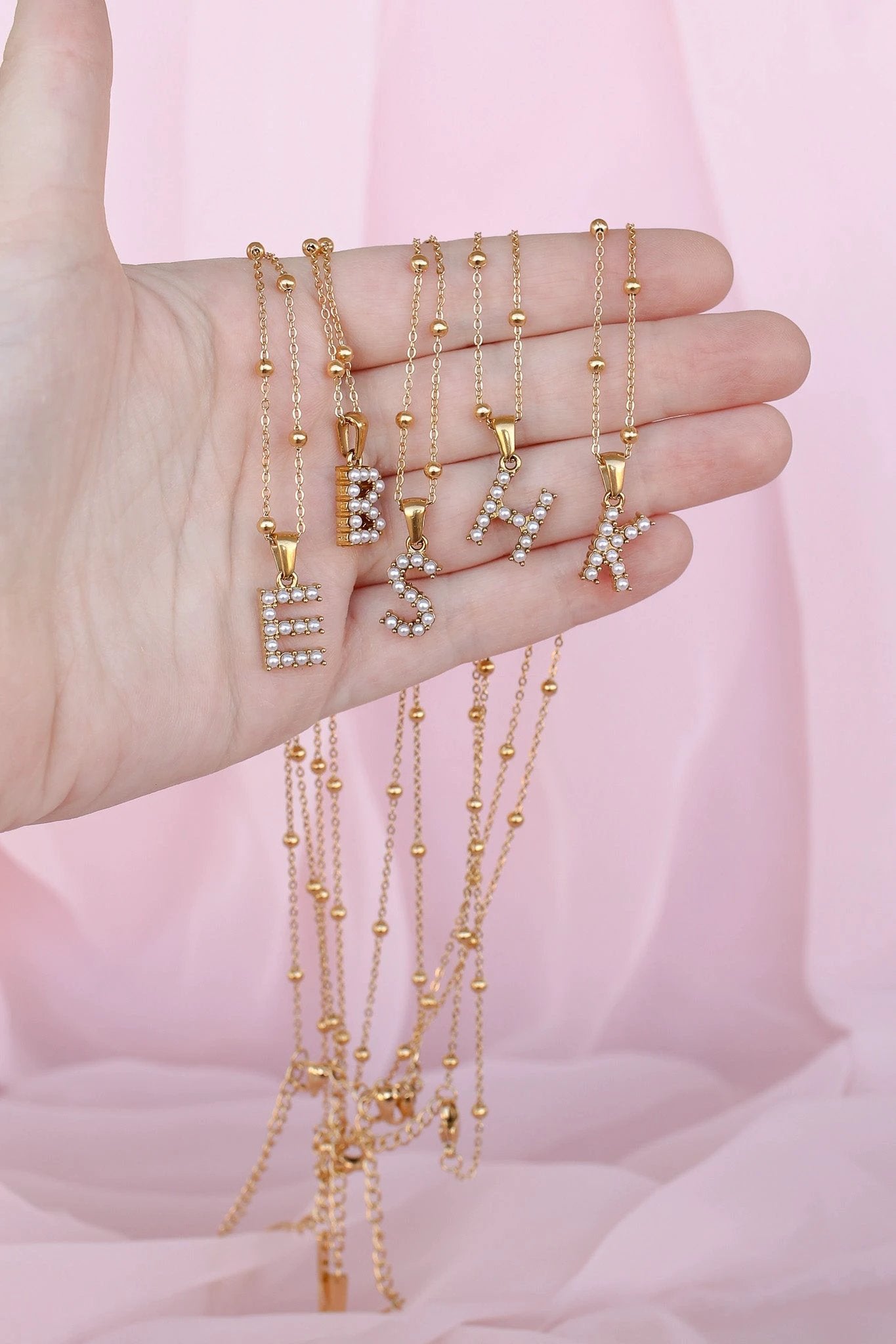 Pearl Initial Necklace by Rose & Clay