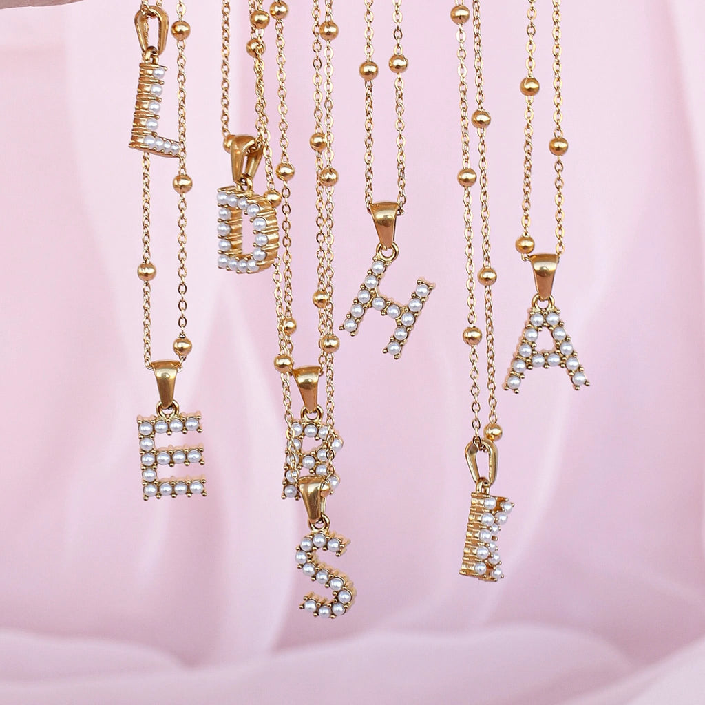 Pearl Initial Necklace by Rose & Clay