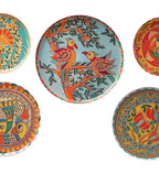 Set of 5 - Round Metal & Meena Wall Plates