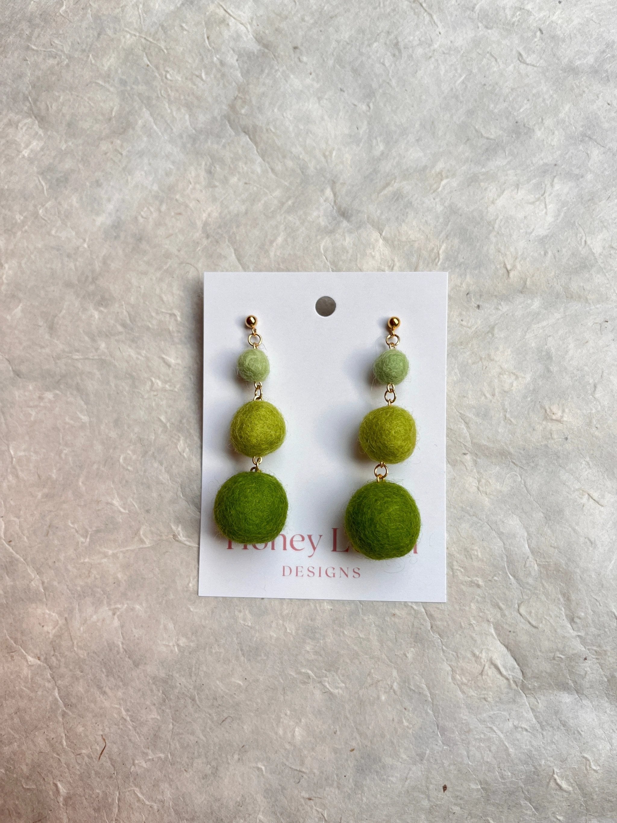 Minimalist Ombré Felt Ball Earrings by honeyloomdesigns