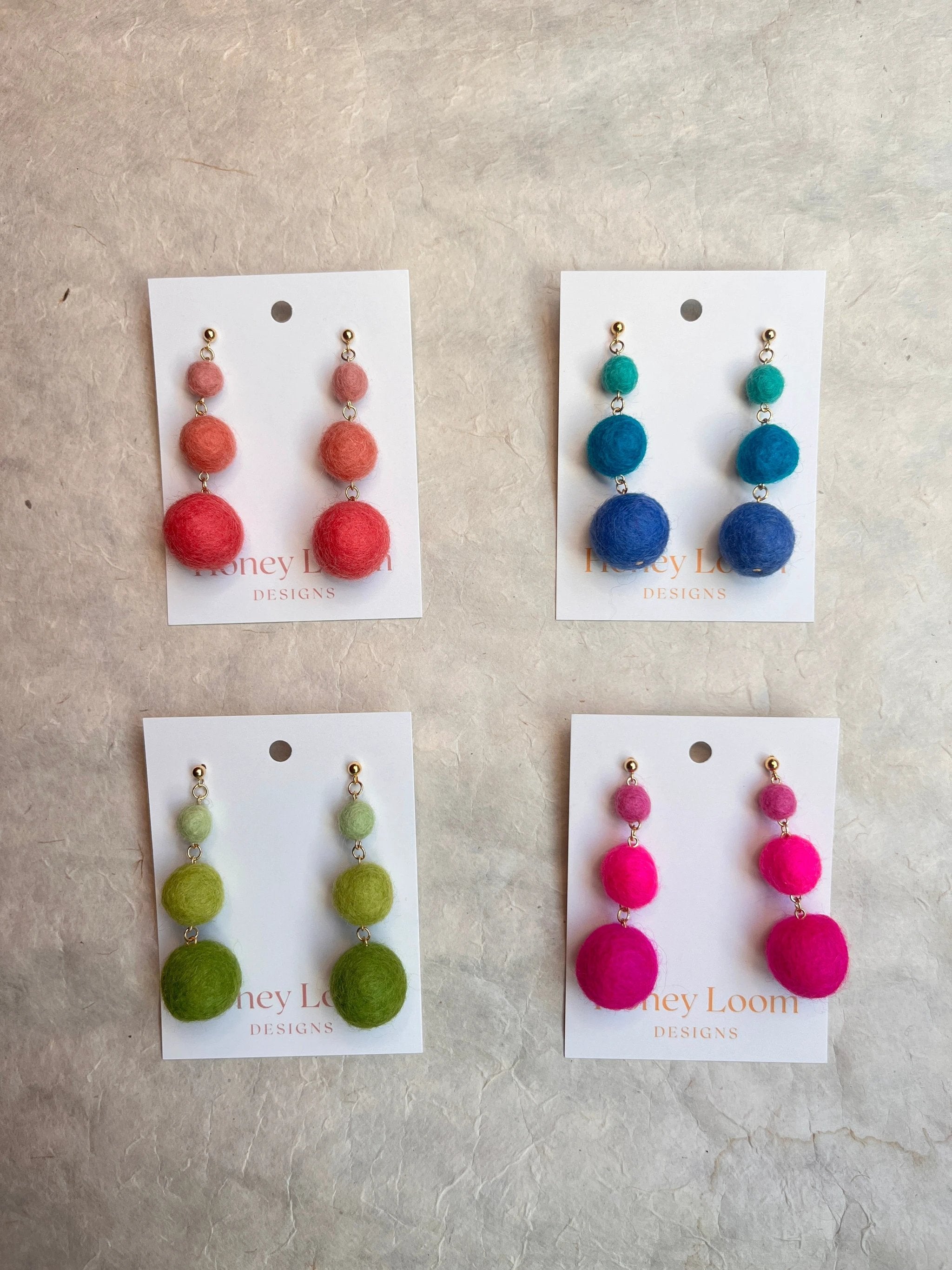Minimalist Ombré Felt Ball Earrings by honeyloomdesigns