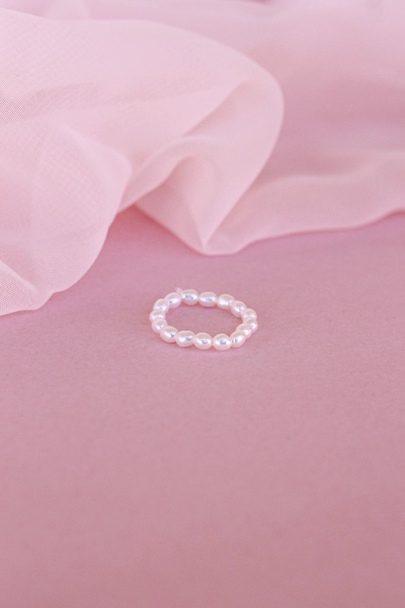 Freshwater Pearl Stretch Ring by Rose & Clay