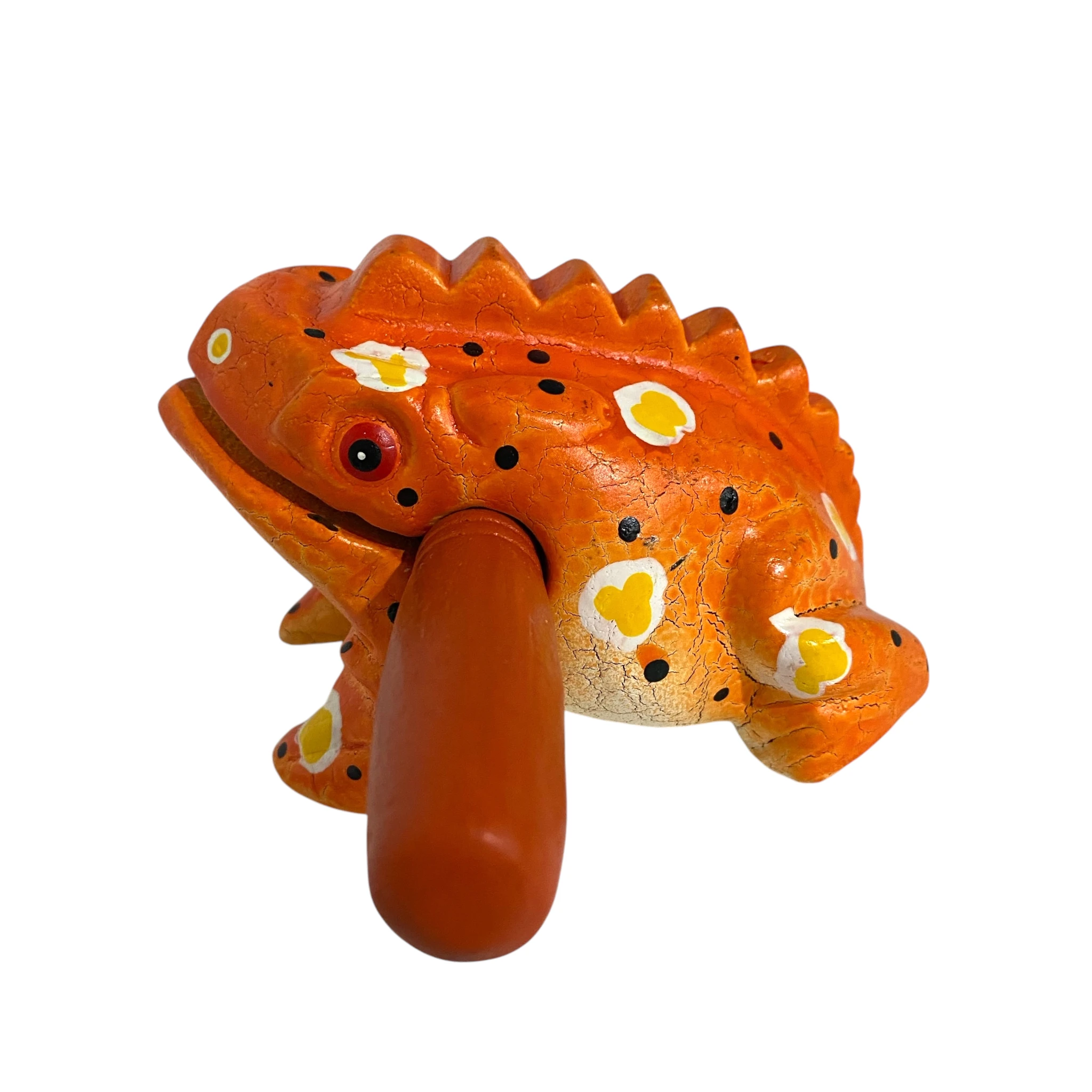 4" Wooden Musical Frog - Pumpkin Design (Percussion Instrument) by Music Frog Co