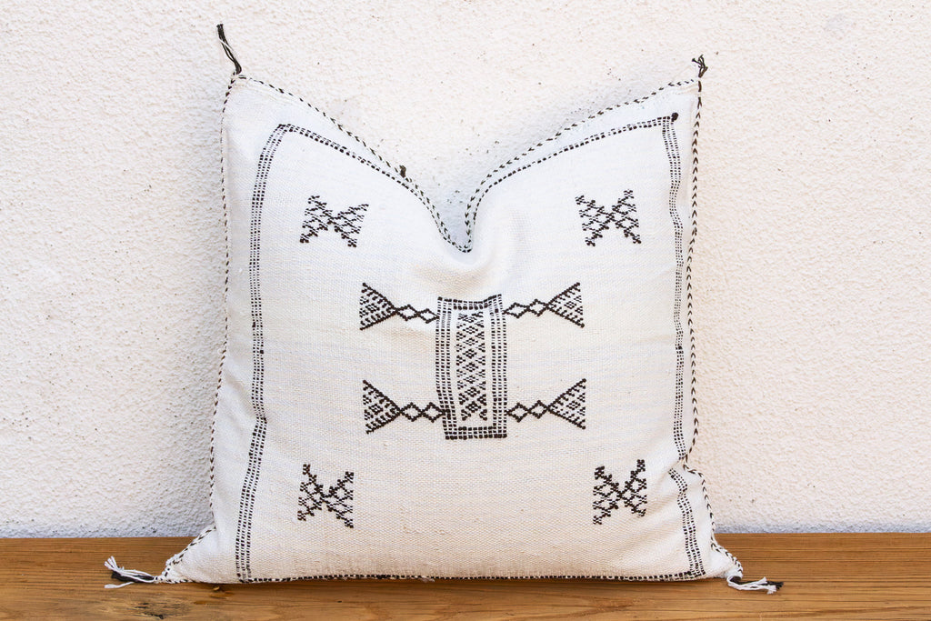 Charcoal Bowtie Cactus Silk Moroccan Pillow