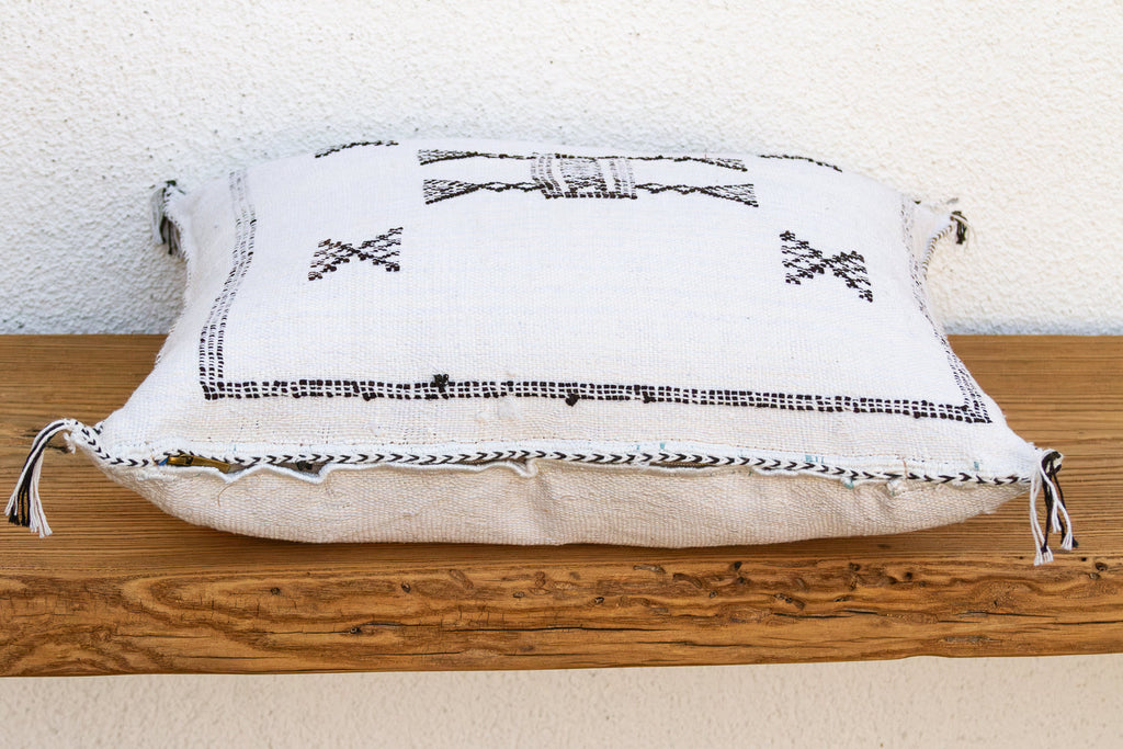 Charcoal Bowtie Cactus Silk Moroccan Pillow