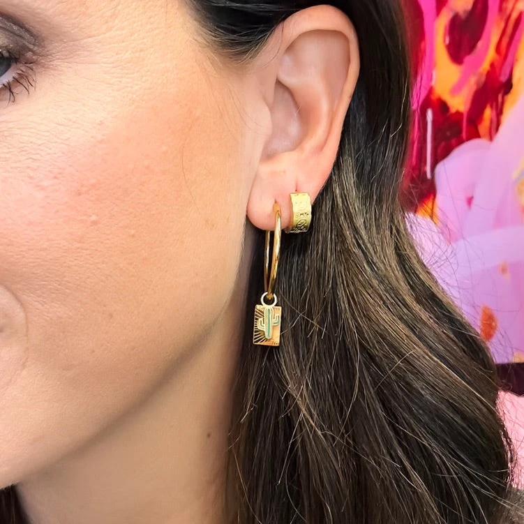 Cactus Huggie Hoop Charms by Oh Clementine