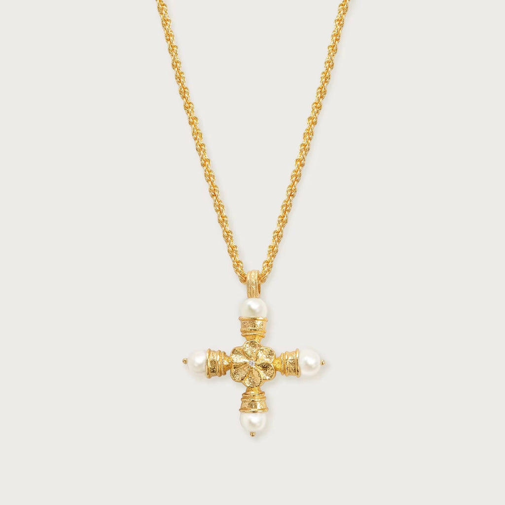 Pearl & Eternity cross Necklace
