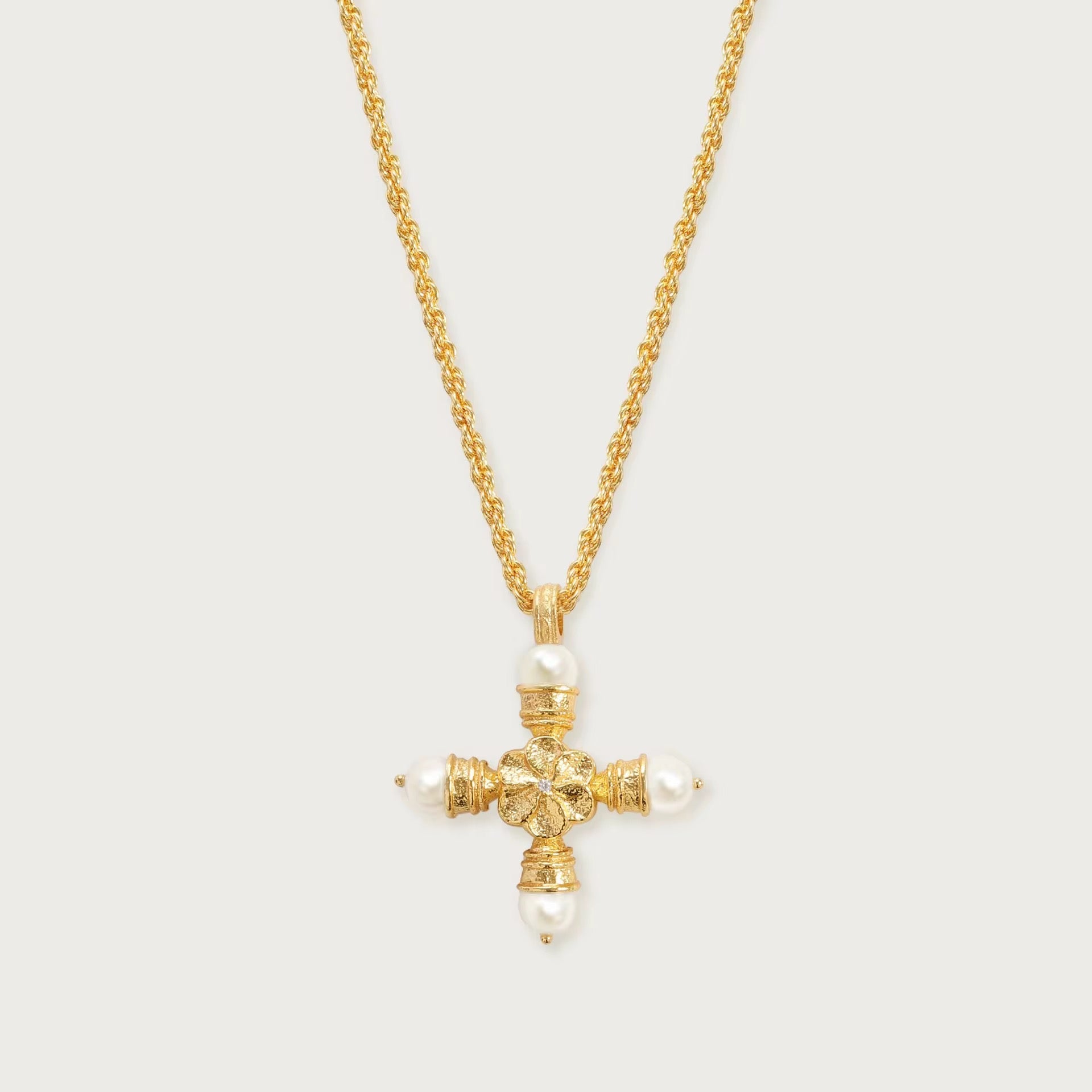 Pearl & Eternity cross Necklace
