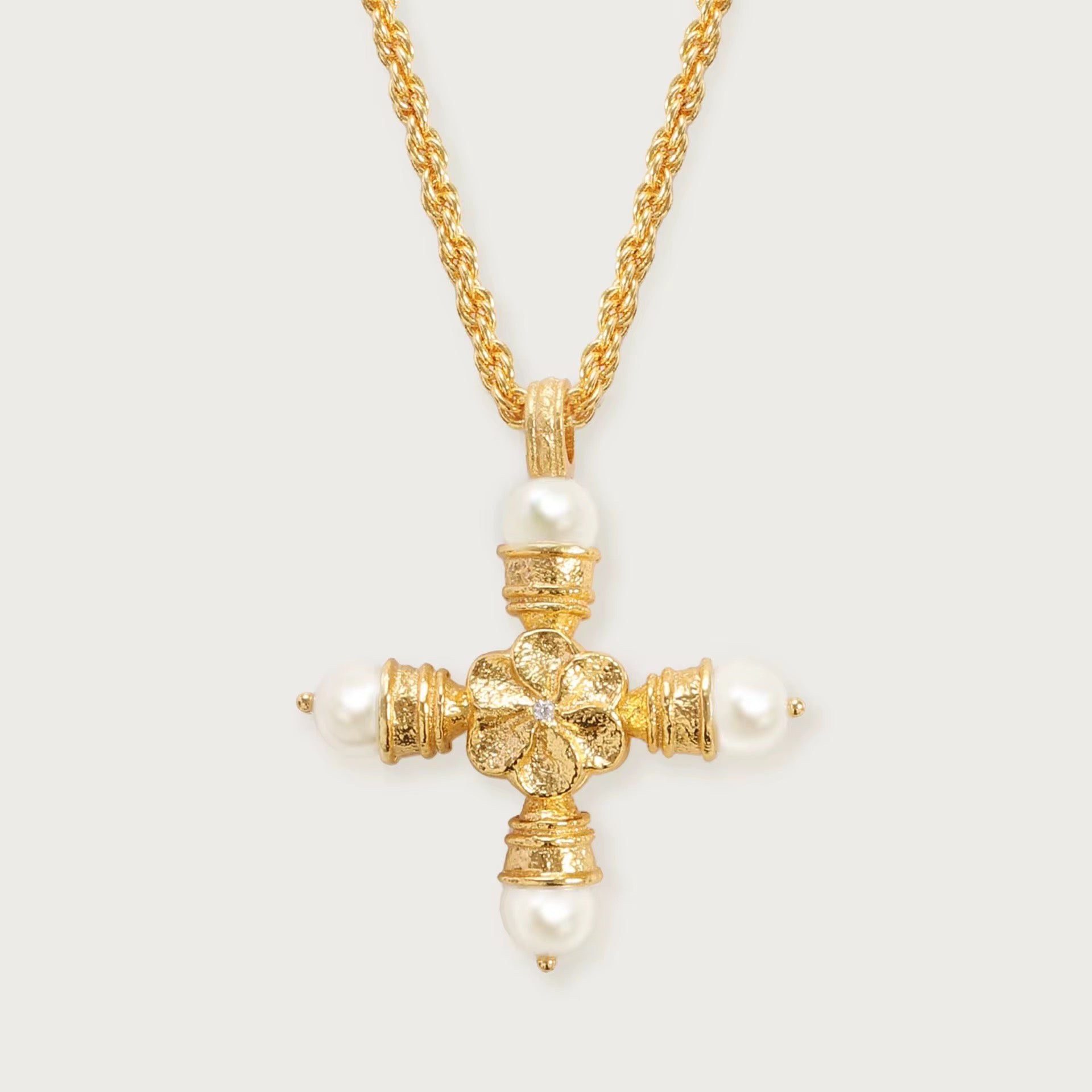 Pearl & Eternity cross Necklace