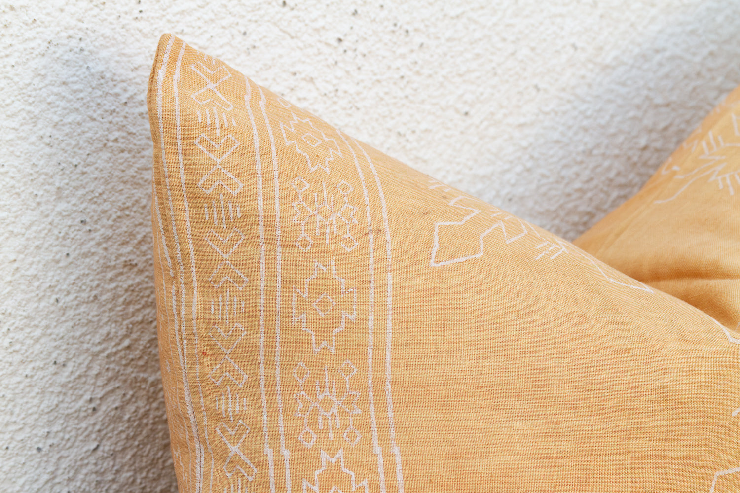 Blockprint Linen Jaipur Lumbar "Sunburst Yellow" Pillow Cover
