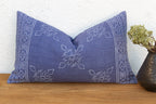 Blockprint Linen Jaipur Lumbar "Indigo" Pillow Cover