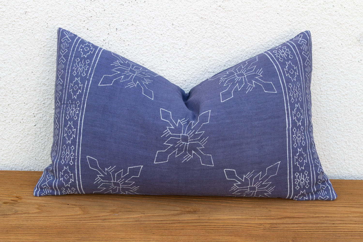 Blockprint Linen Jaipur Lumbar "Indigo" Pillow Cover