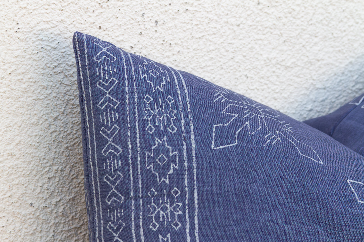 Blockprint Linen Jaipur Lumbar "Indigo" Pillow Cover
