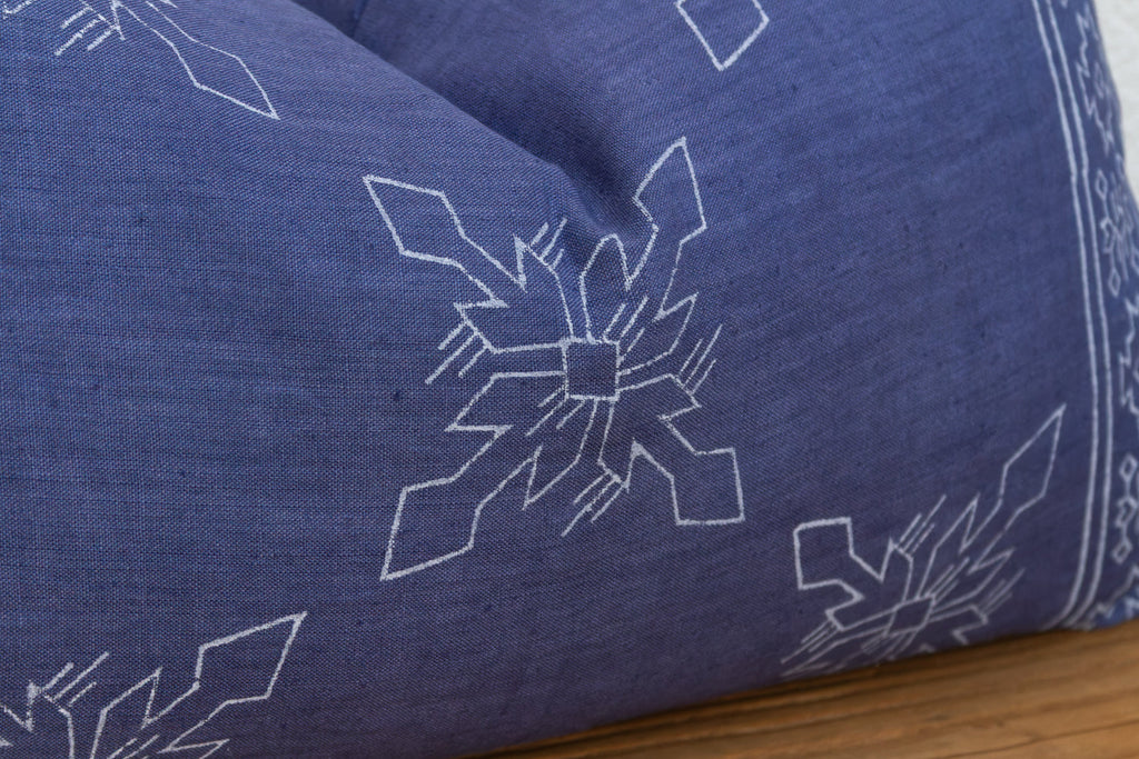 Blockprint Linen Jaipur Lumbar "Indigo" Pillow Cover