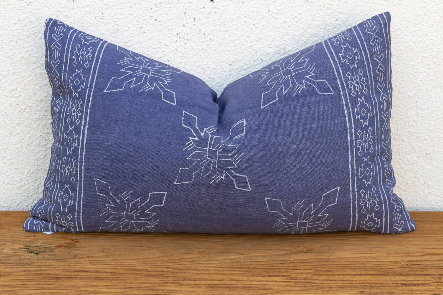 Blockprint Linen Jaipur Lumbar "Indigo" Pillow Cover