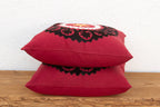 Black Scalloped Suzani Pillow Covers, Pair