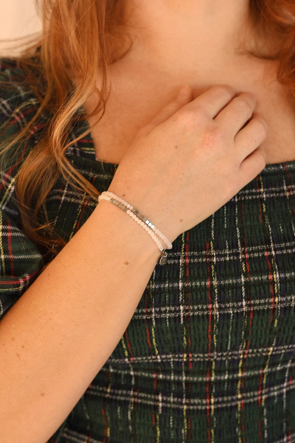 Clara Bracelet Set in White by Rose & Clay