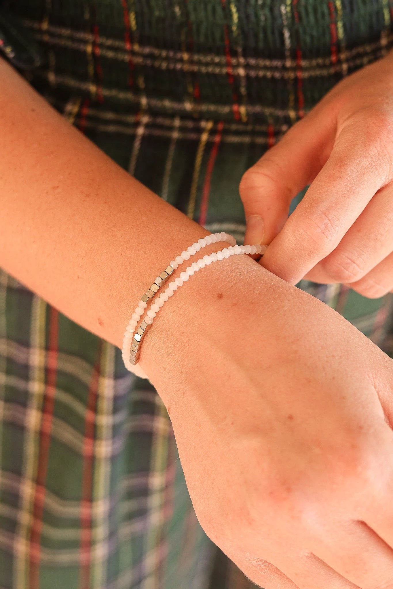 Clara Bracelet Set in White by Rose & Clay