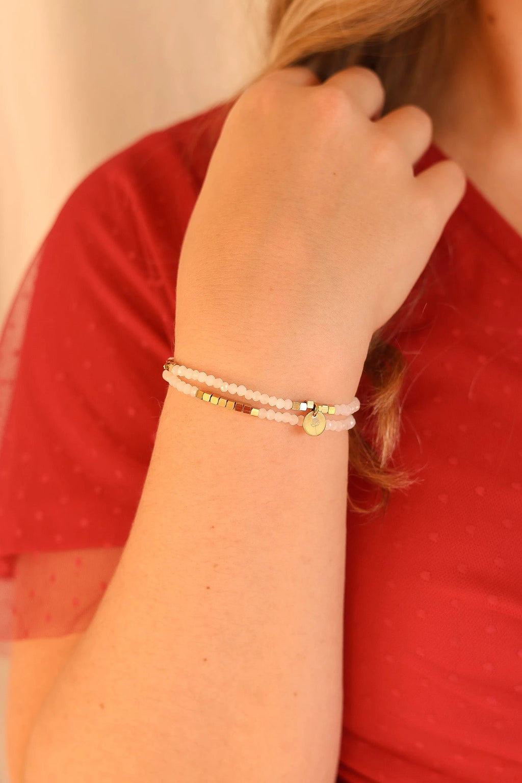 Clara Bracelet Set in White by Rose & Clay