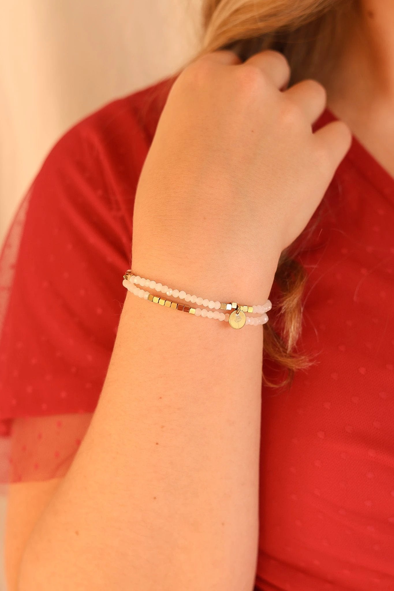 Clara Bracelet Set in White by Rose & Clay