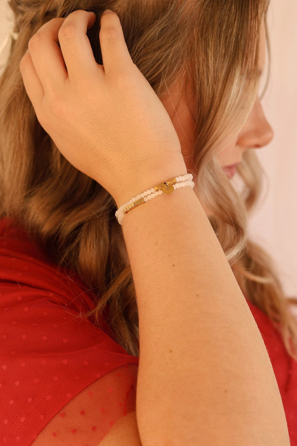 Clara Bracelet Set in White by Rose & Clay