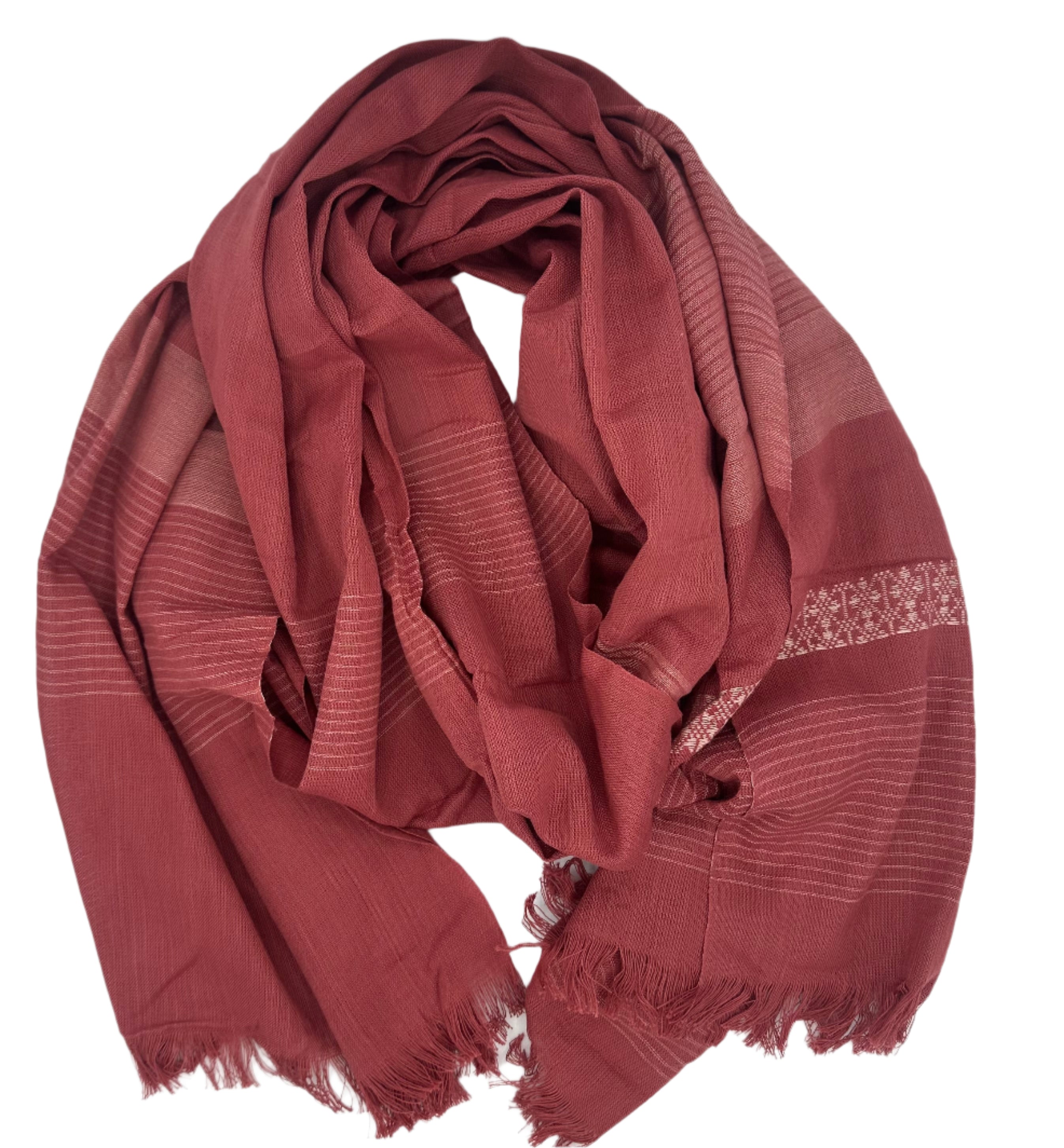 Woven Cotton Scarf - Patterned Rose