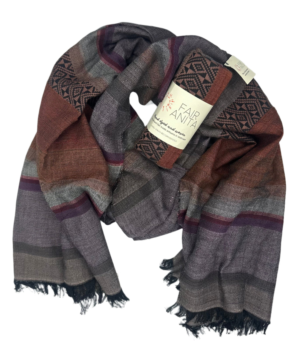 Woven Cotton Scarf - Patterned Purple Sunset