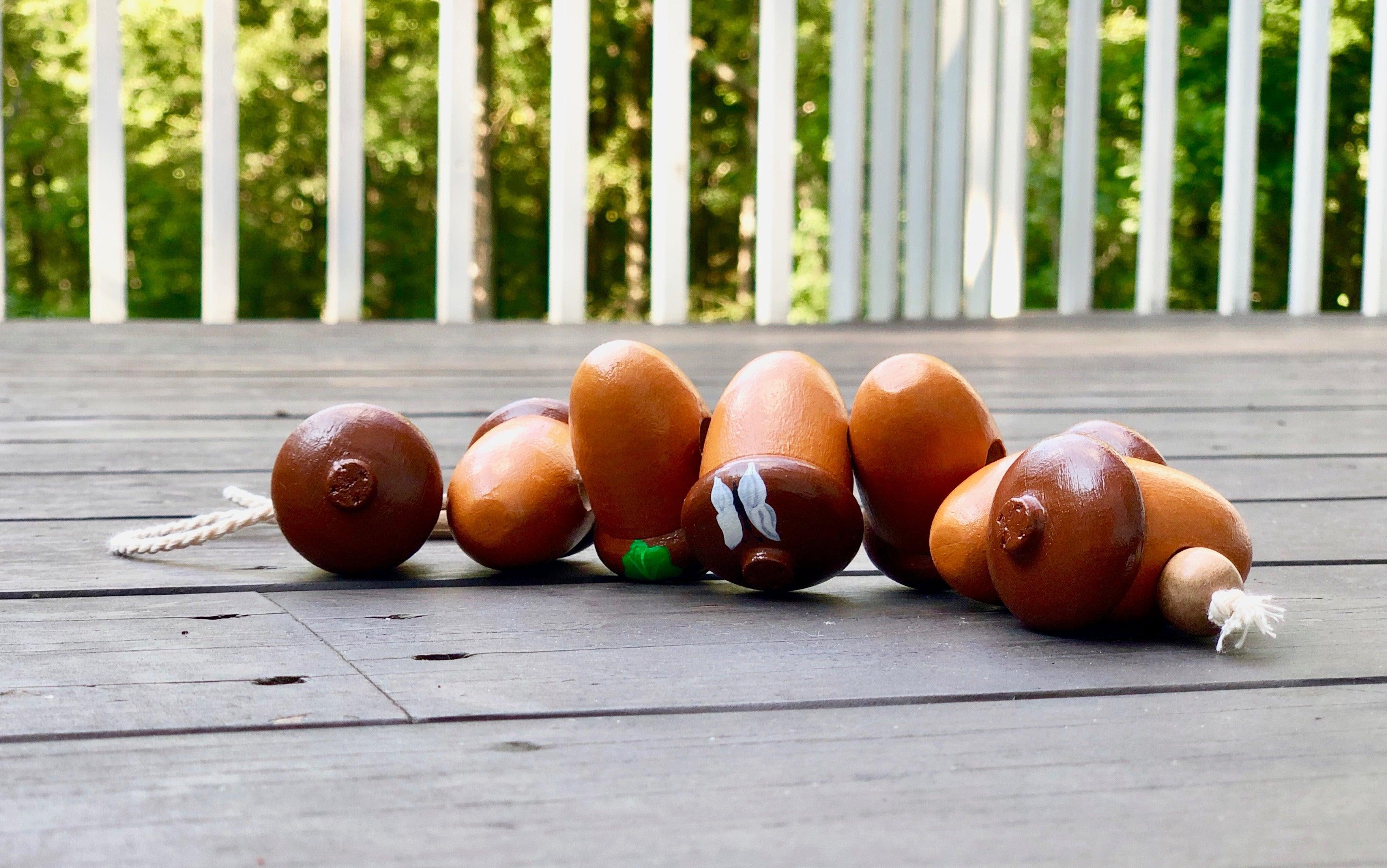 Montessori Wooden Acorn Lacing Toy for Toddlers
