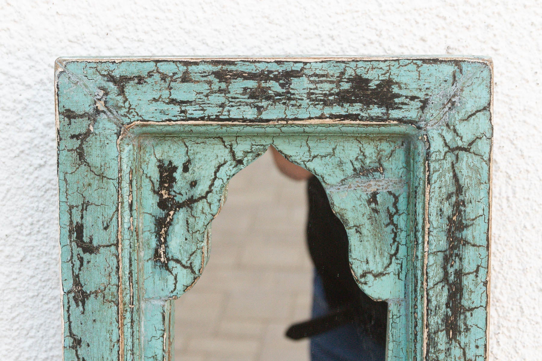 Crackle Aqua Indian Arched Mirror