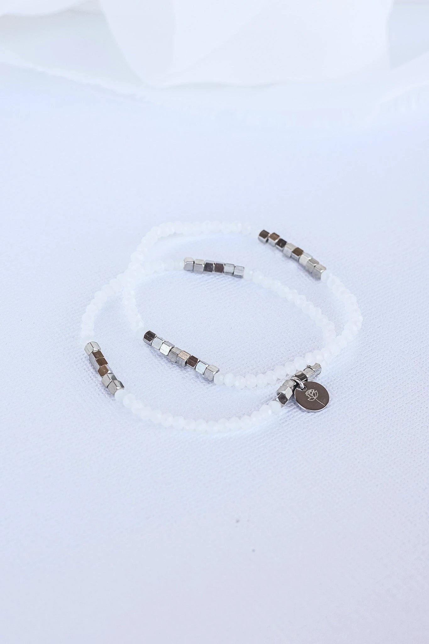 Clara Bracelet Set in White by Rose & Clay