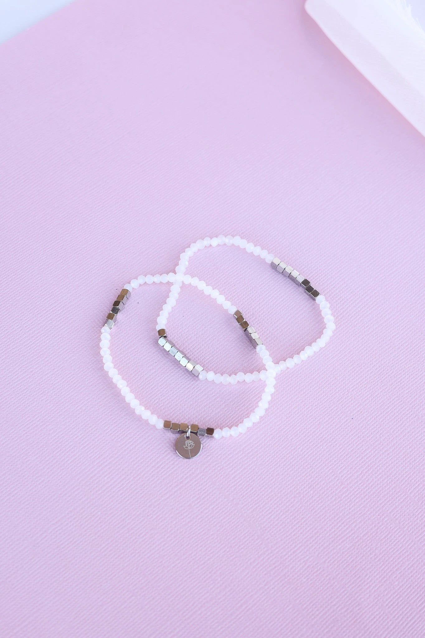 Clara Bracelet Set in White by Rose & Clay