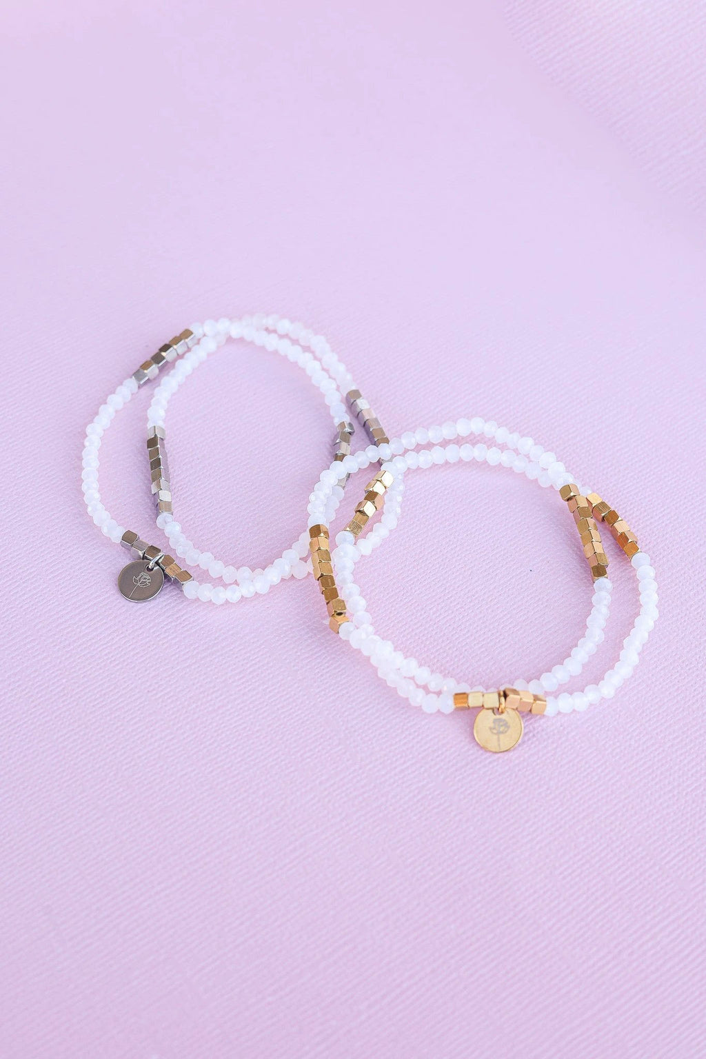 Clara Bracelet Set in White by Rose & Clay