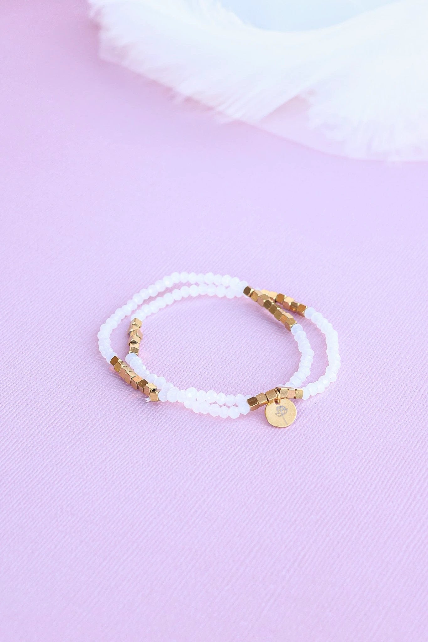 Clara Bracelet Set in White by Rose & Clay