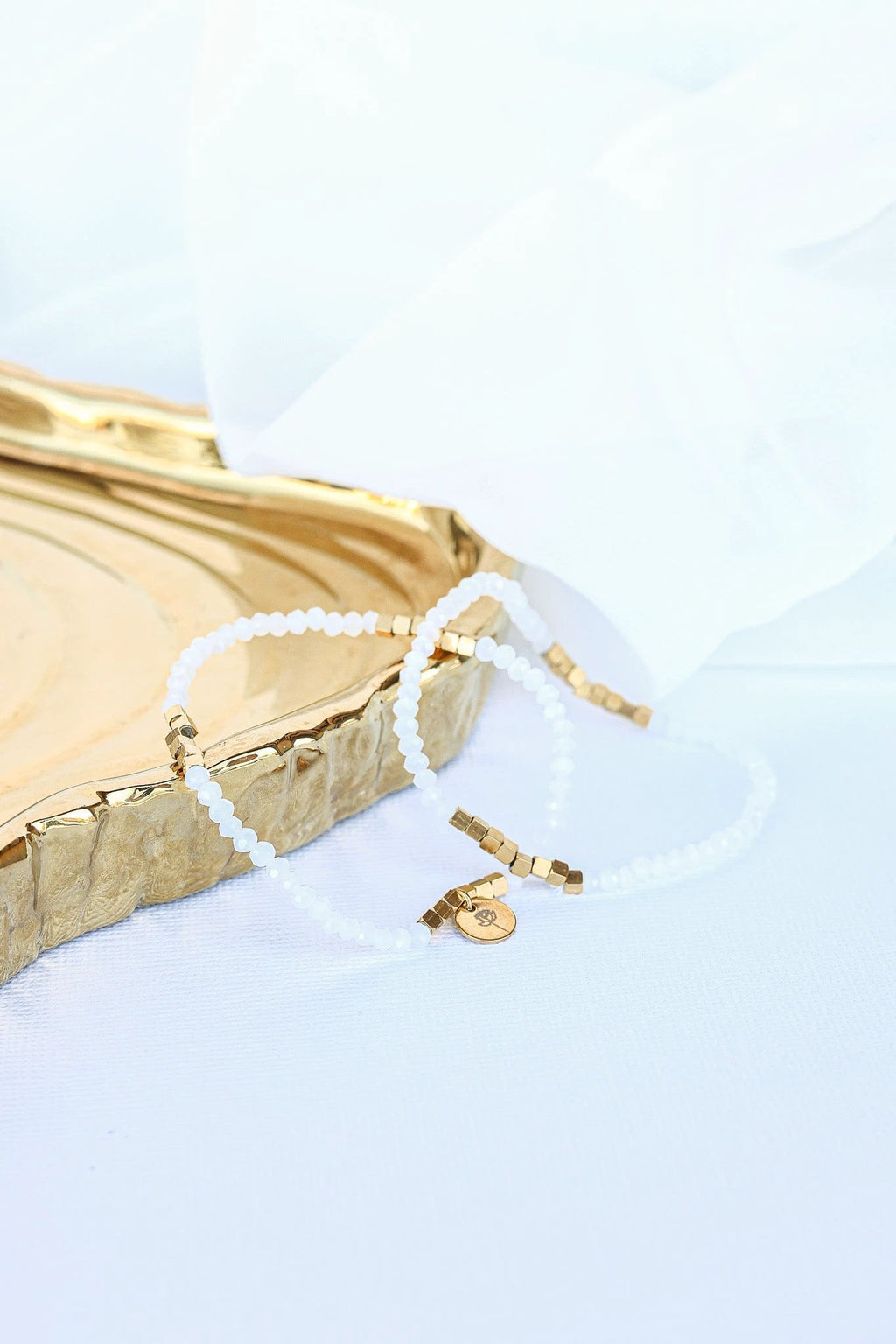 Clara Bracelet Set in White by Rose & Clay