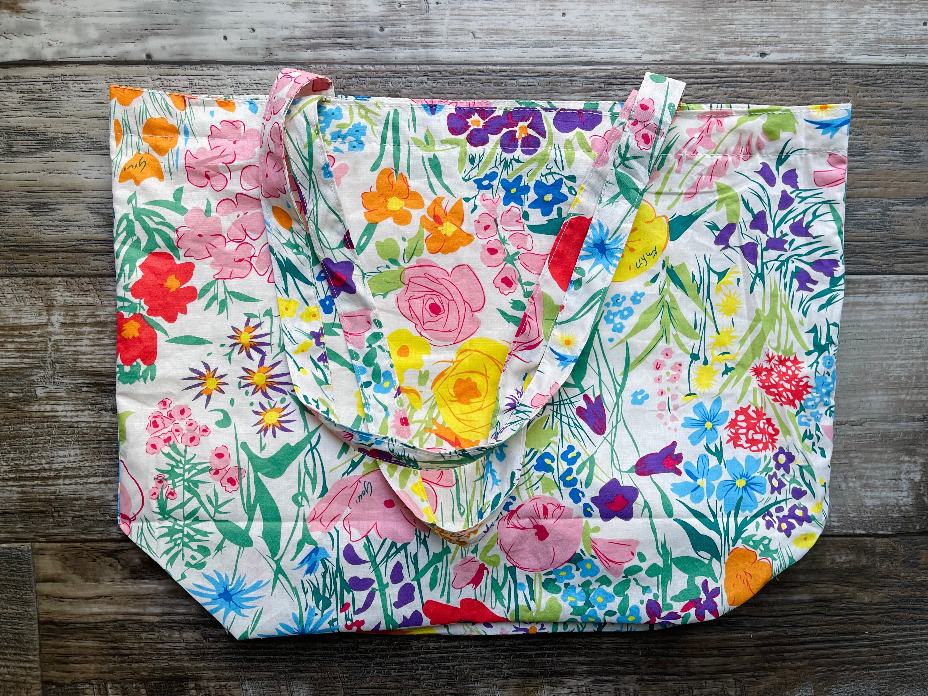 Rainbow Floral Tote Bag