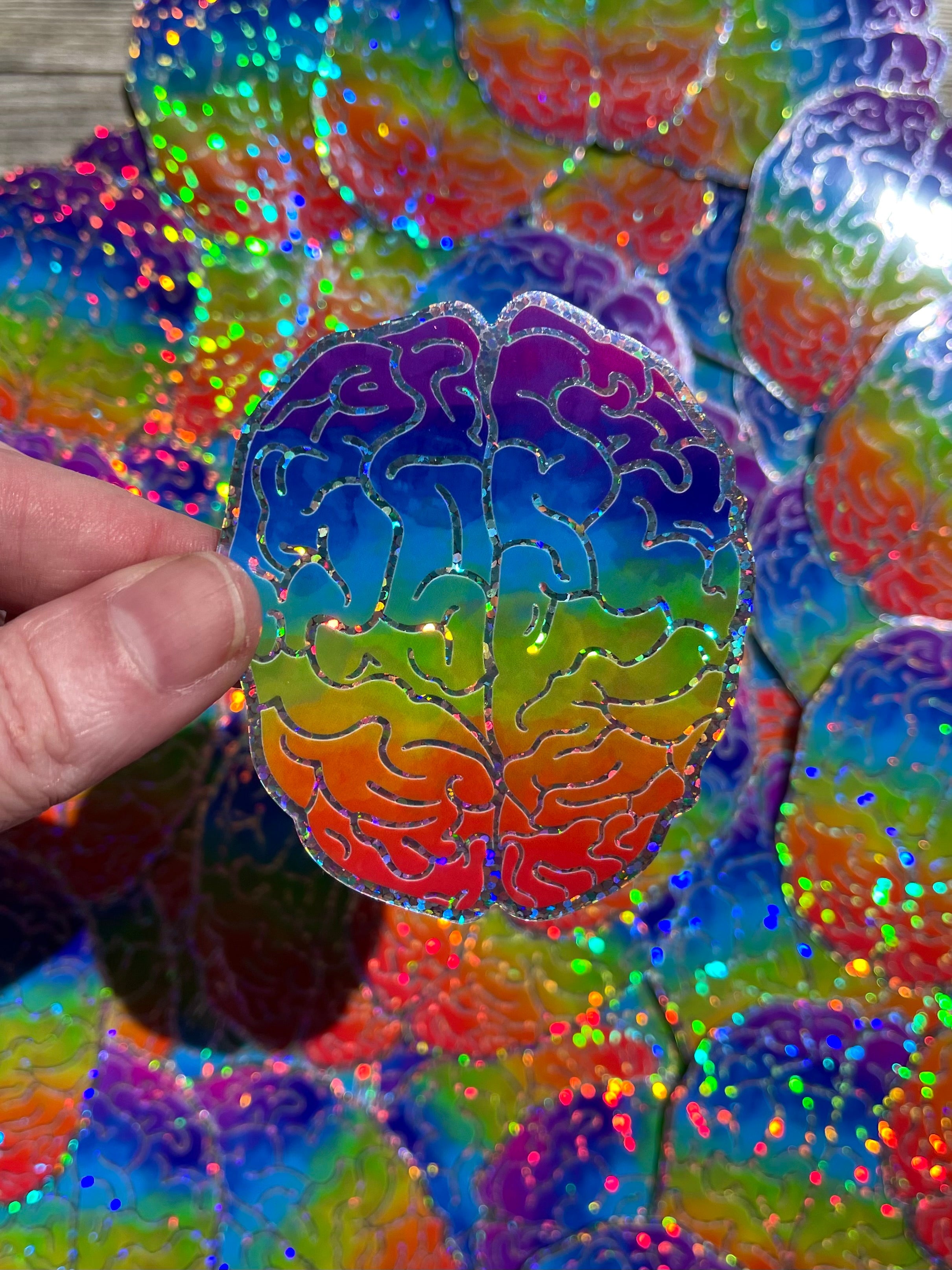 Bespattered Facade Rainbow Brain Glitter Sticker