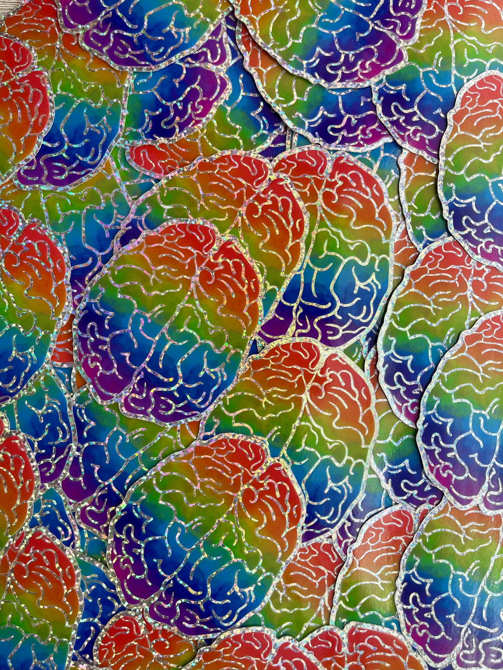 Bespattered Facade Rainbow Brain Glitter Sticker