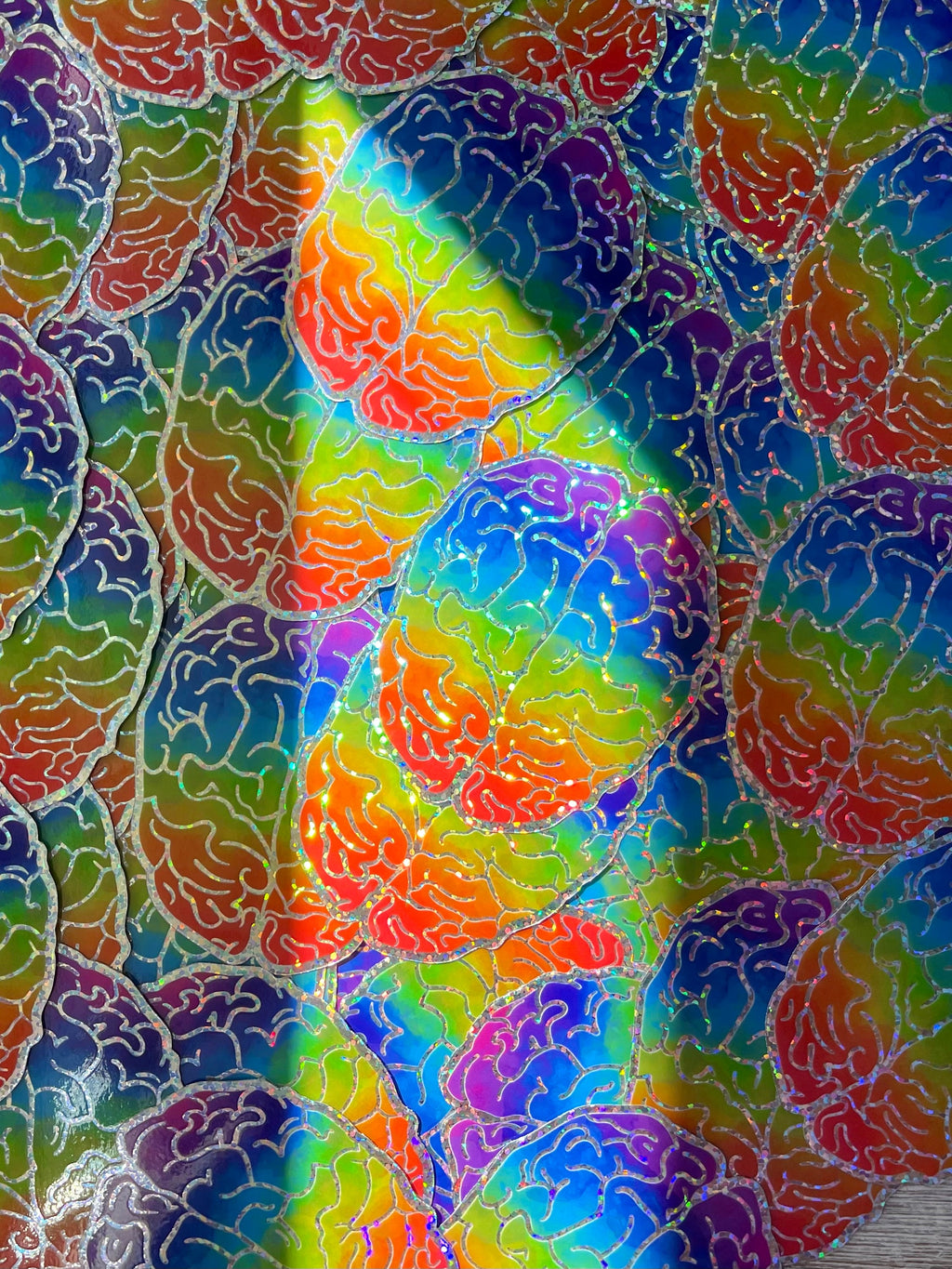 Bespattered Facade Rainbow Brain Glitter Sticker