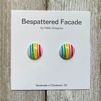 Light Rainbow Stripes Stud Earrings by Bespattered Facade