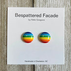 Bright Rainbow Stripes Stud Earrings by Bespattered Facade